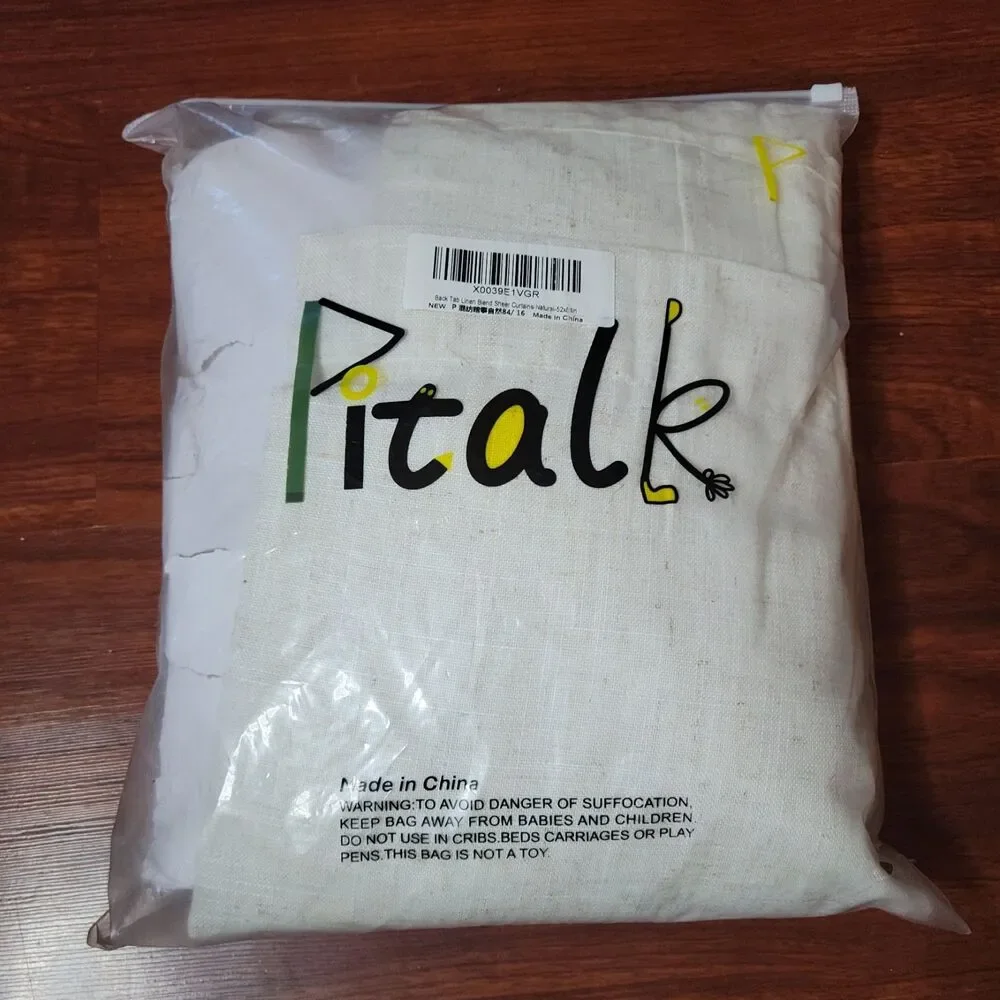 New Pitalk 52x84 Inch Linen Blend Sheer Curtain Panel Natural Back Tab